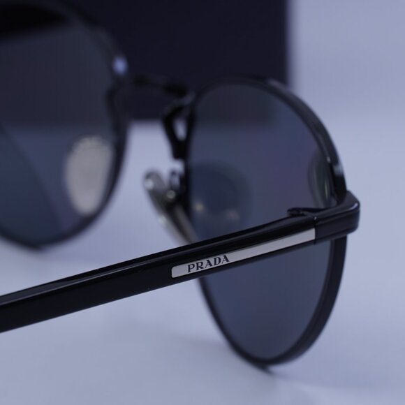 Prada Women Sunglasses Black Polarized Round PRB51S 1AB5Z1 NEW AUTHENTIC Prada PRB51S 1AB5Z1 Sunglasses Black Round Frame  main image 4